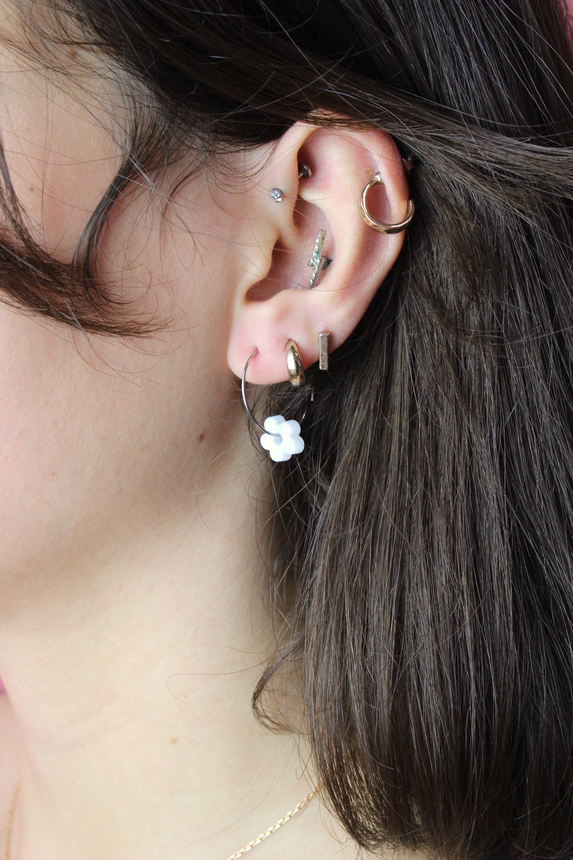 Tangerine Dream Flower Power Hoop Earring Set