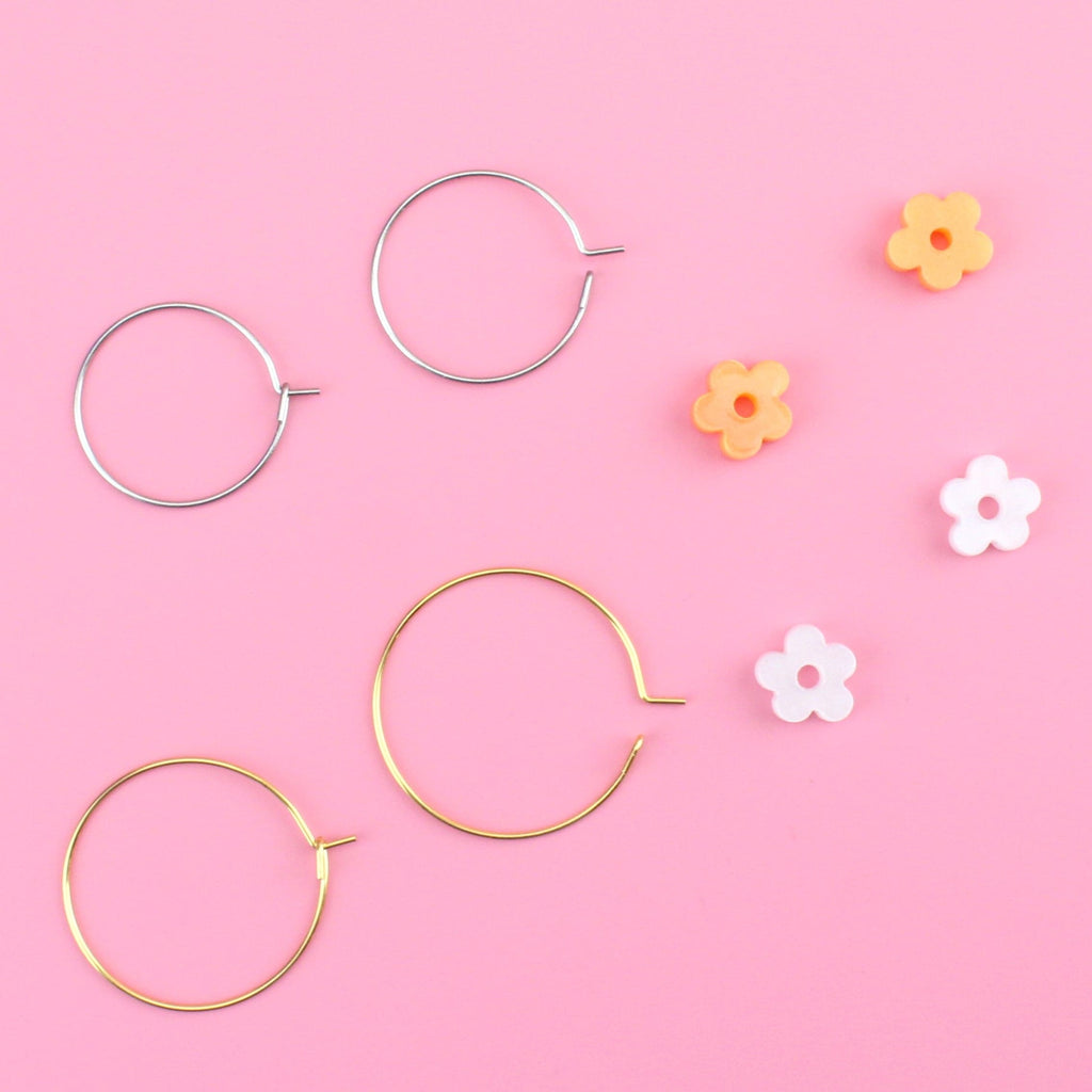 Tangerine Dream Flower Power Hoop Earring Set