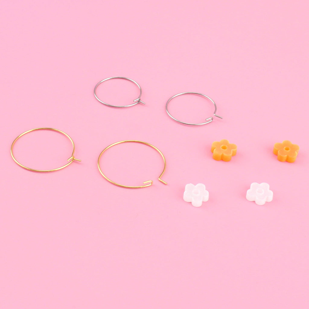 Tangerine Dream Flower Power Hoop Earring Set