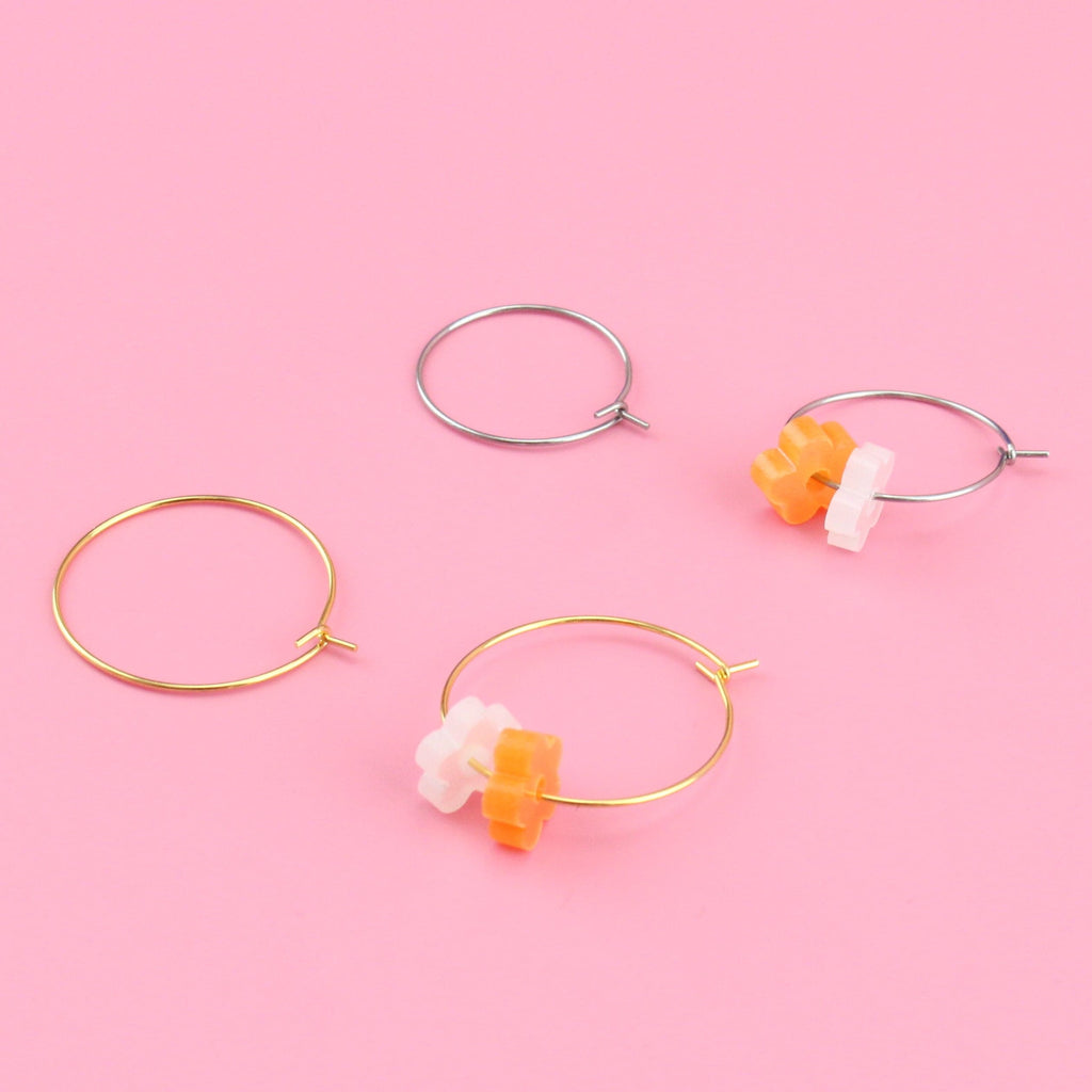 Tangerine Dream Flower Power Hoop Earring Set