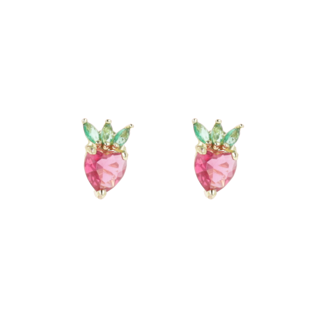 Strawberry Sweetheart Stud Earrings